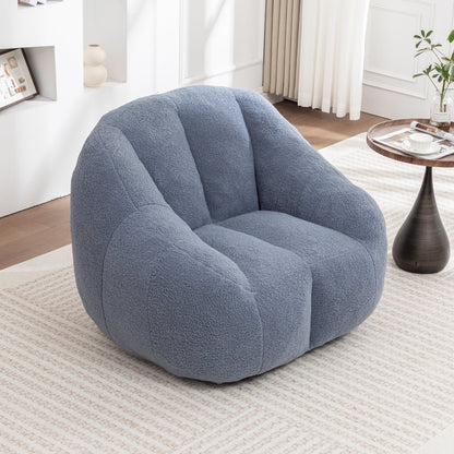 Bean Bag Chair Plush Faux Fur Light Blue Memory Foam Ergonomic Armrests 37.4 In