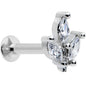16G 5/16 Clear CZ Gem Threadless Leaves Labret Monroe Tragus