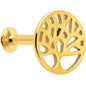 16G 5/16 Gold Tone Tree Circle Internal Thread Labret Monroe Tragus