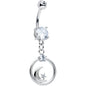 Clear Gem Star Crescent Moon Glamour Circle Dangle Belly Ring