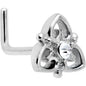 20G 1/4 Clear CZ Gem Triple Heart Triquetra L Shape Nose Ring