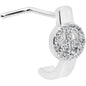 20G 1/4 Clear Gem Retro Peace Sign Faux Hoop L Shape Nose Ring