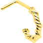 20G 1/4 Gold Tone Wicked Wire Faux Hoop L Shape Nose Ring