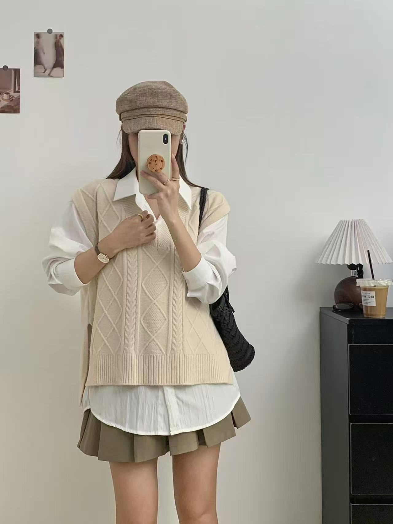 V-neck Knitted Casual Academic Style Women's Fashion Vest