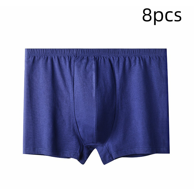 Men's High-waisted Pure Cotton Plus Size Loose Deep-crotch Cotton Breathable Boxer Shorts