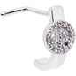 20G 5/16 Faint Pink Gem Retro Peace Sign Faux Hoop L Shape Nose Ring