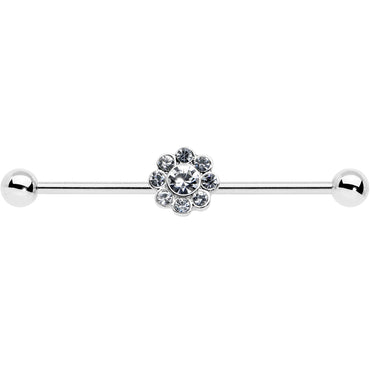 14G Clear Gem Whimsy Flower Industrial Barbell 38mm
