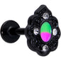 16G 1/4 CZ Faux Tourmaline Black Lacy Drop Labret