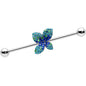 14G Blue Green Gem Glam Butterfly Industrial Barbell 38mm