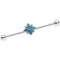 14G Blue Gem Frosty Snowflake Christmas Industrial Barbell 38mm