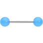 Light Blue Acrylic UV Glow Ends Barbell Tongue Ring