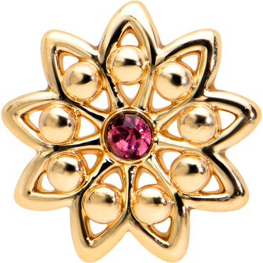 16G 1/4 Pink Gem Gold Tone Starry Flower Cartilage Tragus Earring