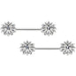 14G 9/16 Clear Gem Rococo Starry Flower Barbell Nipple Ring Set