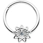 16G 3/8 Clear Gem Starry Flower Hinged Segment Ring
