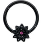 16G 3/8 Pink Gem Black Starry Flower Hinged Segment Ring