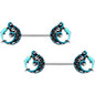 14G 9/16 Leaping Blue Dolphin Barbell Nipple Ring Set