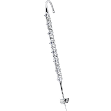 Clear CZ Gem Links Ear Cuff Bar Earring