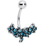 Blue Gem Flower Garland Belly Ring