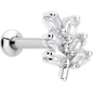 16G 5/16 Clear CZ Gem Leafy Branch Threadless Labret Monroe Tragus