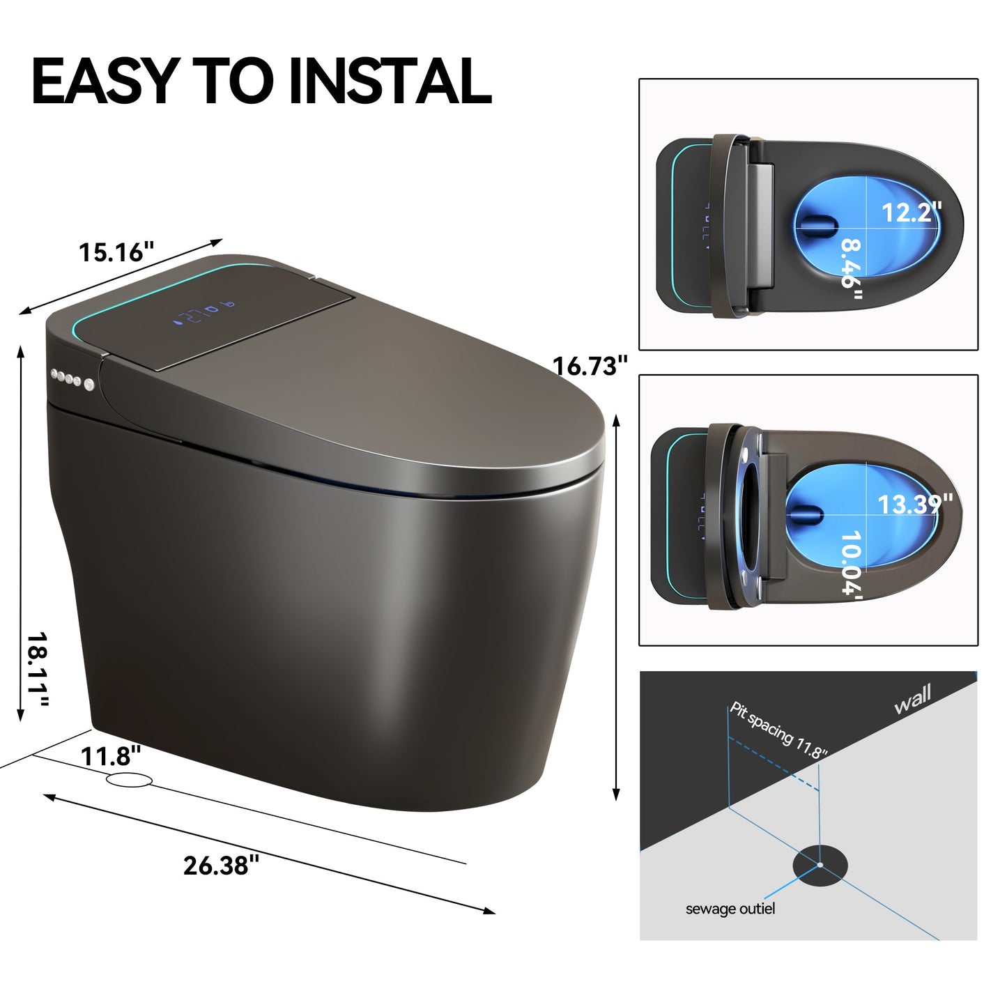 Unique Smart Toile,  One Piece Toilet with Bidet Built In,Intelligent Toilet ...