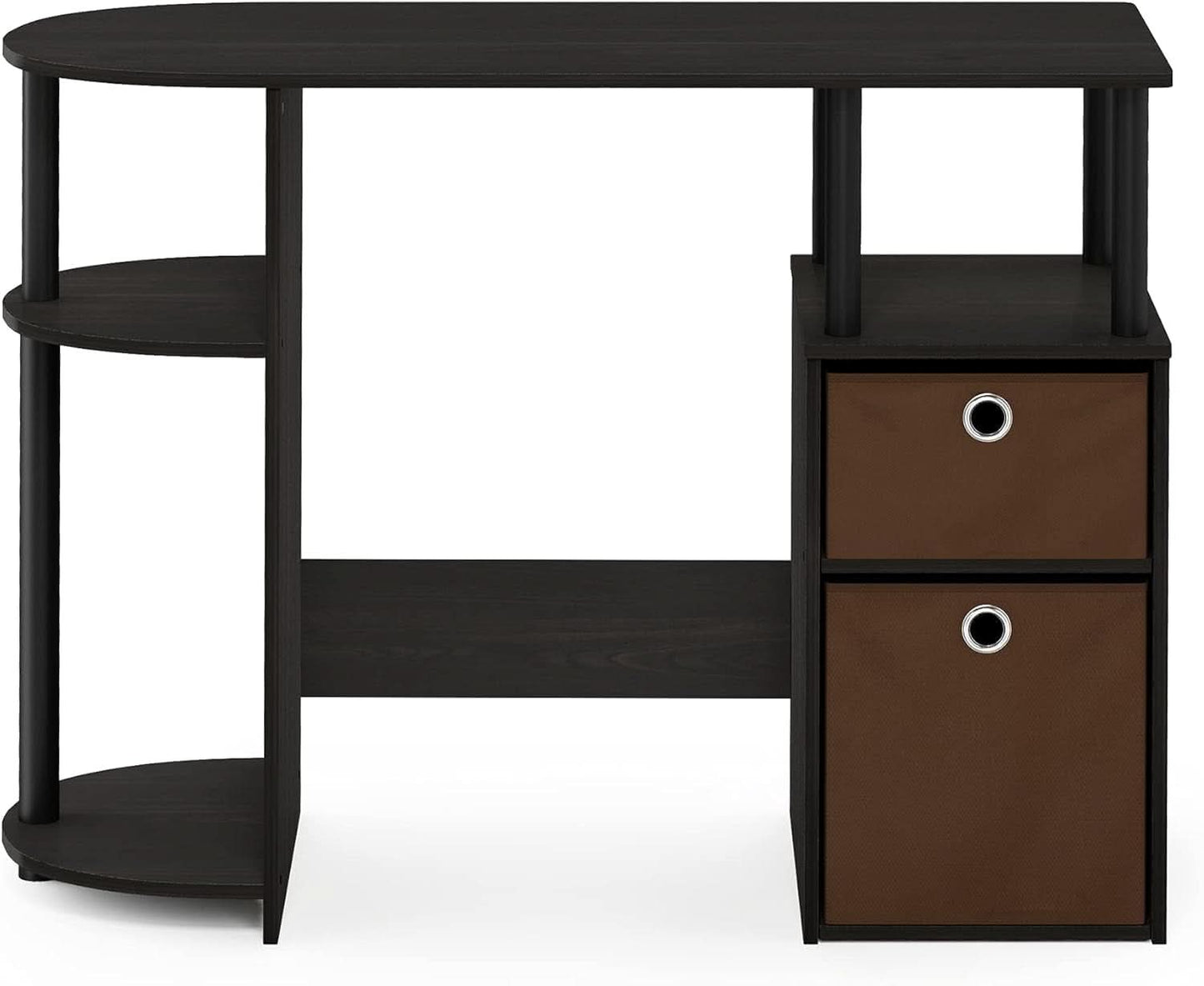 Jaya Brown Computer Study Desk With Storage Bins And Shelf