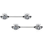 14G 9/16 Clear Gem Bee Beautiful Insect Barbell Nipple Ring Set