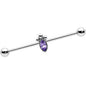 14G Gem Deco Oval Industrial Barbell 38mm