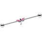 14G Pink Gem Simple Stylized Dragonfly Industrial Barbell 38mm