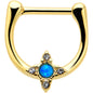 16G 5/16 Blue Synthetic Opal Gold Tone Rhombus Cartilage Clicker