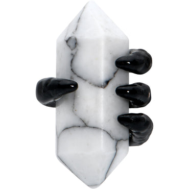 16G 1/4 White Howlite Black Claw Obelisk Cartilage Earring