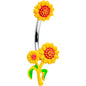 Happy Sunflower Trio Double Mount Belly Ring