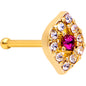 20G 1/4 Clear Pink Gem Gold Tone Open Eye Nose Bone