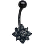 Clear Gem Black Evening Flower Belly Ring