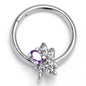 16G 3/8 Purple Gem Divine Dragonfly Hinged Segment Ring