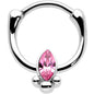 16G 5/16 Pink Gem Deco Oval Cartilage Clicker