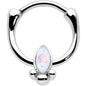16G 5/16 White Faux Opal Deco Oval Cartilage Clicker