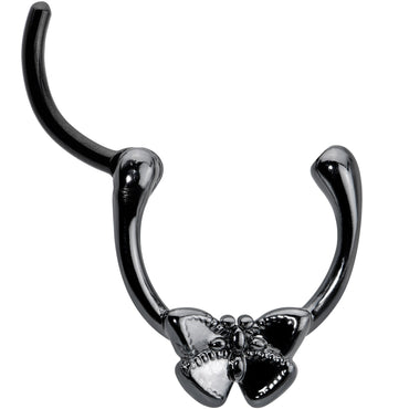 16G 3/8 Black Textured Simple Butterfly Cartilage Clicker