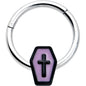 16G 3/8 Creepy Coffin Lt Purple Glow in Dark Hinged Segment Ring