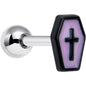16G 1/4 Creepy Coffin Lt Purple Glow in Dark Cartilage Earring