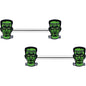 14G 9/16 Frankenstein Head Green Glow in the Dark Nipple Ring Set