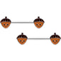 14G 9/16 Autumn Acorn Face Brown Fall Barbell Nipple Ring Set
