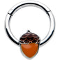 16G 3/8 Autumn Acorn Orange Brown Hinged Segment Ring