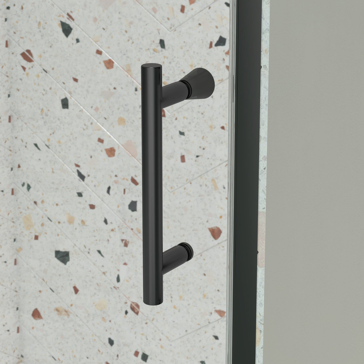 56-60in W x 71in H Pivot Swing Glass Shower Door, Matte Black, 6mm Clear SGCC