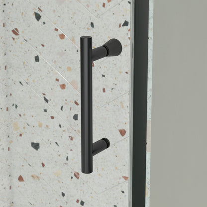 56-60in W x 71in H Pivot Swing Glass Shower Door, Matte Black, 6mm Clear SGCC