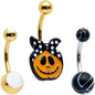 Gold Tone Halloween Country Pumpkin Glow in Dark Belly Ring Set of 3