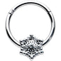 16G 3/8 Clear Gem Filigree Winter Snowflake Hinged Segment Ring