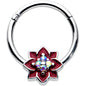 16G 3/8 Aurora Gem Poinsettia Flower Festive Hinged Segment Ring