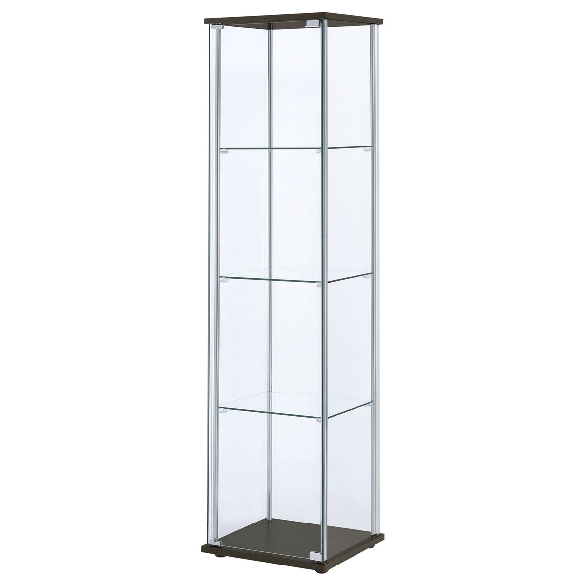 Bellatrix 3-shelf Clear Glass Curio Cabinet Cappuccino