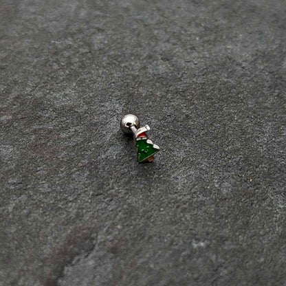 16G 1/4 Happy Christmas Tree Hat Cartilage Tragus Earring