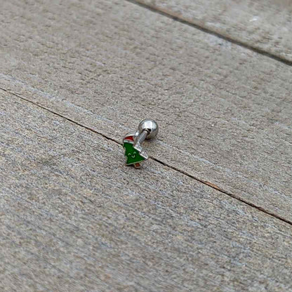 16G 1/4 Happy Christmas Tree Hat Cartilage Tragus Earring